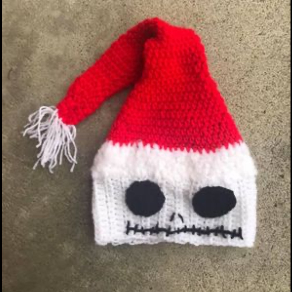 Crochet Jack Skellington Santa hat inspired